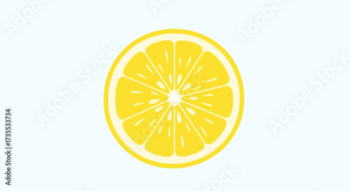 A bright yellow lemon slice on a light blue background.