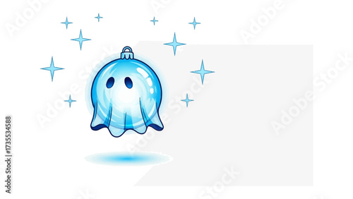 Magical ornament: A whimsical illustration of a translucent blue Christmas ornament, evokes a sense of enchantment and festive cheer. the scene captivates with its delicate details.