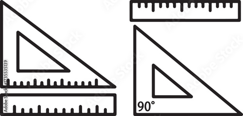 Line Icon of Drafting Instruments with Rulers and Set Squares