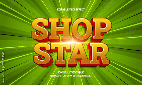 shop star editable text effect