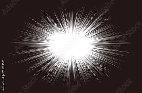 漫画効果のベタフラッシュ背景ベクターイラスト　comic flash background　comic flash　radial flash