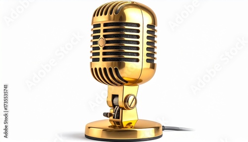 gold microphone on a white background