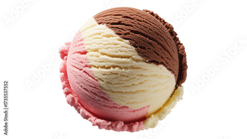 Delicious Neapolitan ice cream scoop, a summer treat