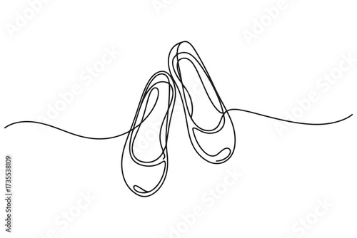 Women's shoes one line drawing. Female shoes line art minimalist canvas prints for the wall. one line Icon drawing with white background
