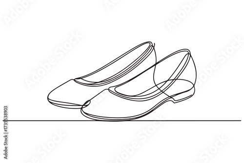 Women's shoes one line drawing. Female shoes line art minimalist canvas prints for the wall. one line Icon drawing with white background