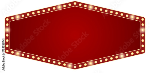 Red marquee sign board with lights