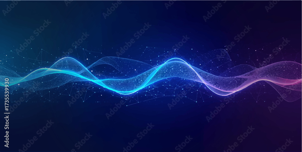 Fototapeta premium The abstract blue wave background features light, glowing lines in motion for a technological vector design art illustration.