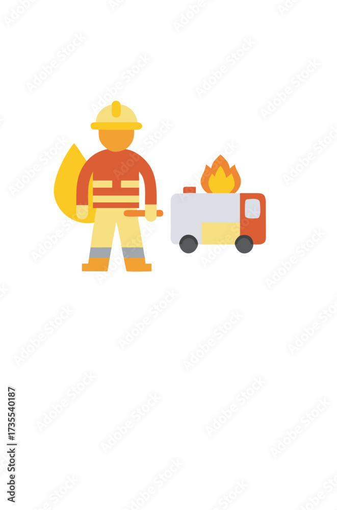 Fototapeta premium Firefighter Outline Icon Vector, Minimal Emergency and Safety Symbol for Rescue Services