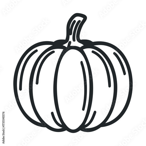 Autumn harvest celebration with a decorative pumpkin design. Vector line illustration