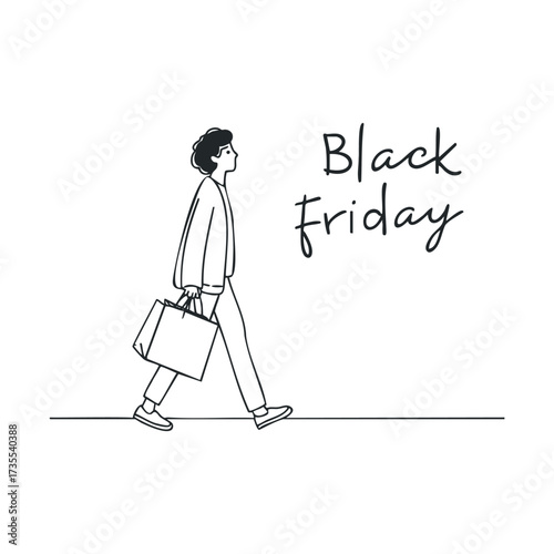 Black Friday shopping experience featuring a person with a bag
