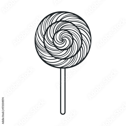Swirling candy lollipop design for festive treats and celebrations. Vector hand drawn illustration