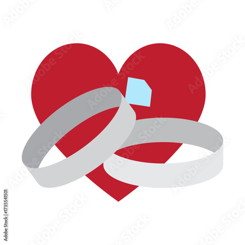 Marriage Rings Vector Flat Icon Design