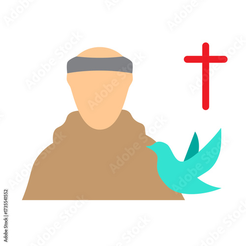 Saint Francis Vector Flat Icon Design