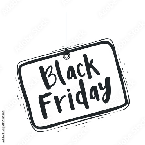 Black Friday sale sign for holiday shopping promotions. Vector hand drawn illustration