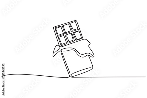 Continuous one line drawing of chocolate bar. one line Icon drawing with white background