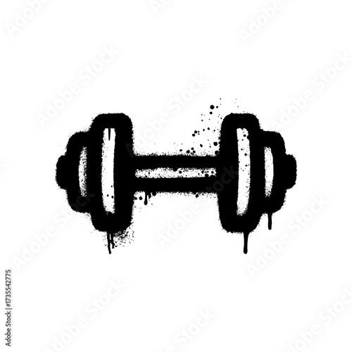 Black stencil graffiti illustration of dumbbell weight for fitness and workout training