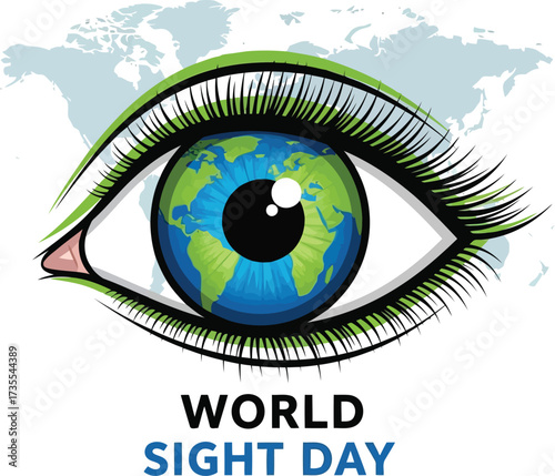 World sight day concept earth eye vision awareness global health care visionary perspective vector