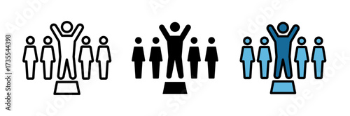 Leadership icon Containing participants, group, team, organization, community stroke, filled and colored concept for web design.