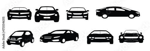 set of differents cars silhouette on white background vector illustration