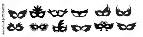 set of differents masquarade mask silhouette vector vector illustration 