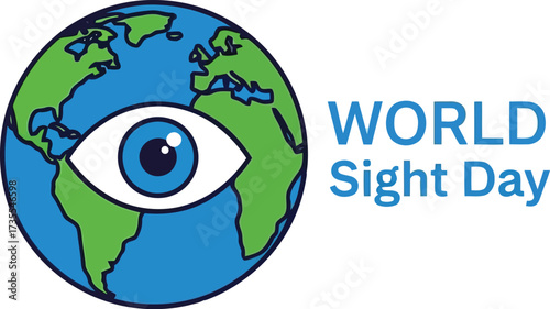 World sight day globe with eye illustration promoting global eye care awareness and health vector