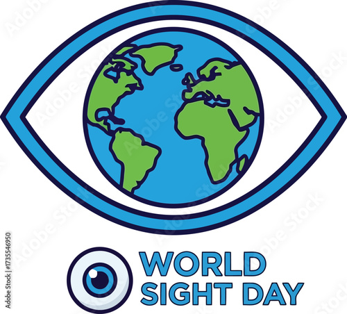 World sight day global vision eye health awareness concept earth globe symbol vector