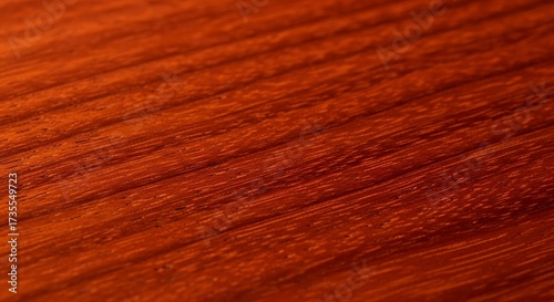 Detailed close-up shot of polished mahogany surface with visible grain