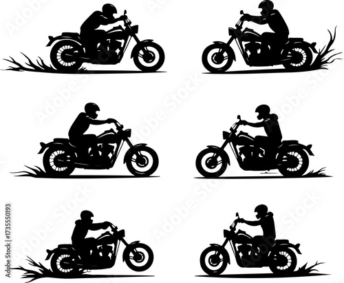 Motocross Rider Silhouette Action Set