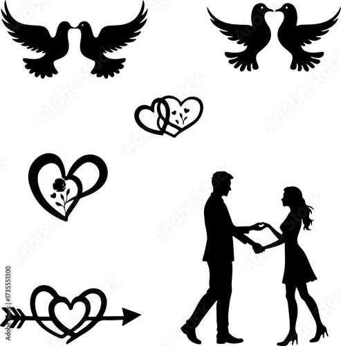 Silhouette Love Romance Symbols Collection