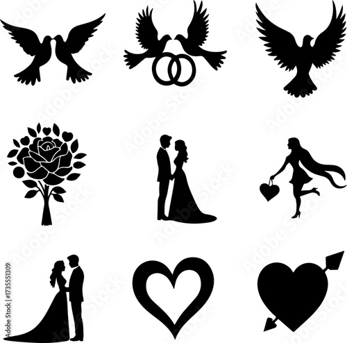 Silhouette Love Romance Symbols Collection