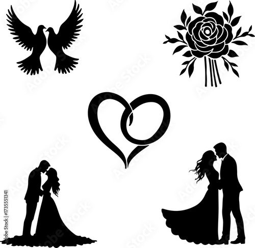 Silhouette Love Romance Symbols Collection