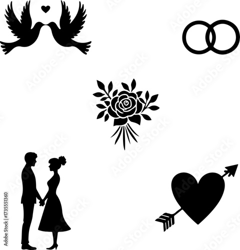 Silhouette Love Romance Symbols Collection