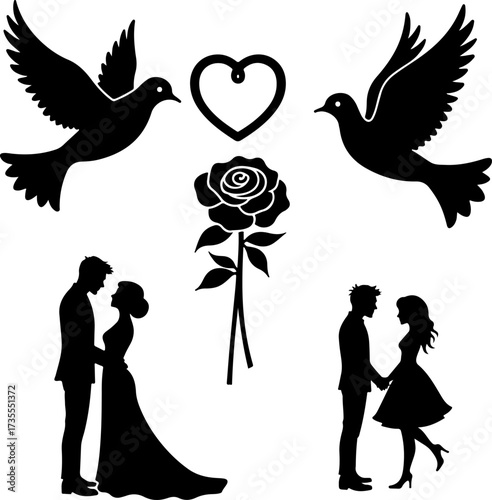 Silhouette Love Romance Symbols Collection