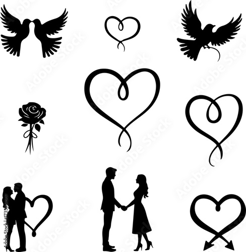 Silhouette Love Romance Symbols Collection