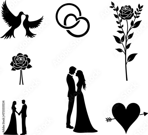Silhouette Love Romance Symbols Collection