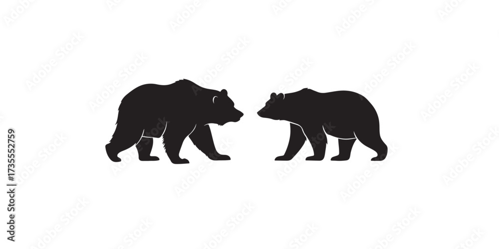 Fototapeta premium Print silhouette of Grizzly and Brown Bear Vector Art