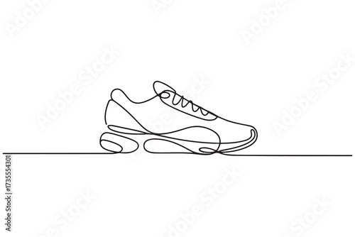 Vector illustration of sneakers sports shoes in a continuous one line. one line Icon drawing with white background