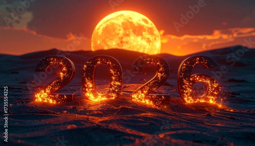 Fiery 2026 Sunrise A Vision of the New Year Dawning