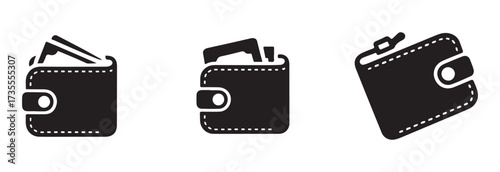 Wallet solid icon, wallet Icon collection with multiple styles, wallet sign, wallet symbol, wallet card cash icon , vector illustration EPS 10.