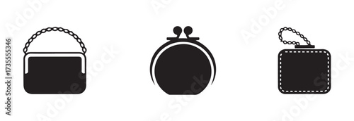 Woman purse icon, collection of stylish handbags, perfect for modern fashion and business needs, handbag purse solid black icon, vector illustration EPS 10.