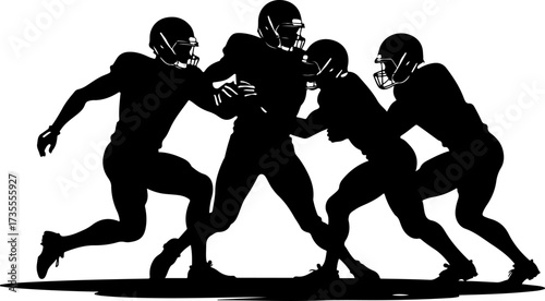 American Football Team Players Running Silhouette
