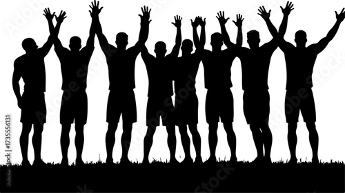 American Football Team Players Running Silhouette