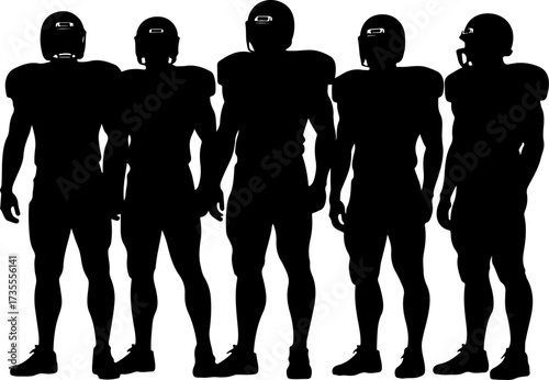 American Football Team Players Running Silhouette