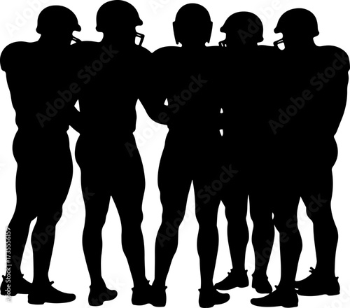 American Football Team Players Running Silhouette