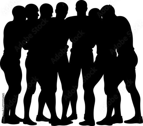 American Football Team Players Running Silhouette