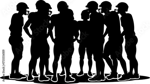 American Football Team Players Running Silhouette