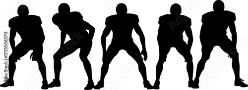 American Football Team Players Running Silhouette