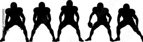 American Football Team Players Running Silhouette