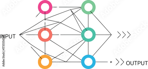 Abstract neural network structure data flow concept with nodes and connections digital art vector