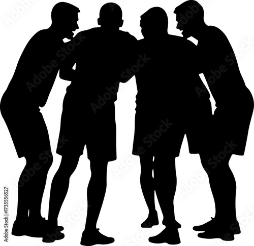 American Football Team Players Running Silhouette